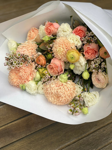 Life is A Peach Bouquet Handwrapped by Melbourne Florist